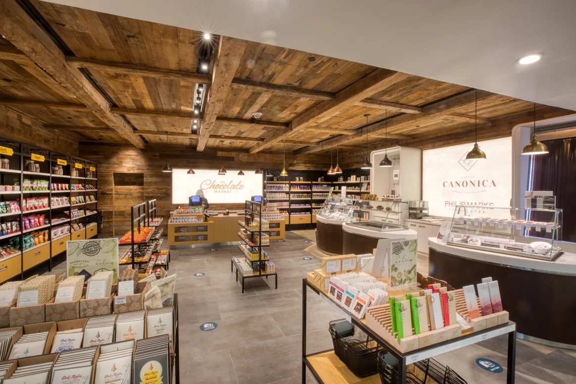 Chocolate varieties on display at The Chocolate Market